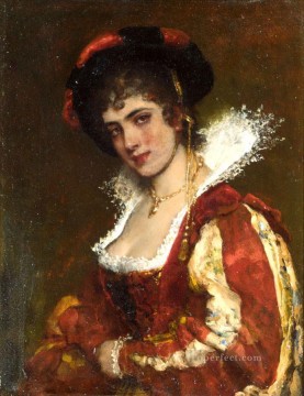  lady Oil Painting - von Portrait of a Venetian Lady lady Eugene de Blaas